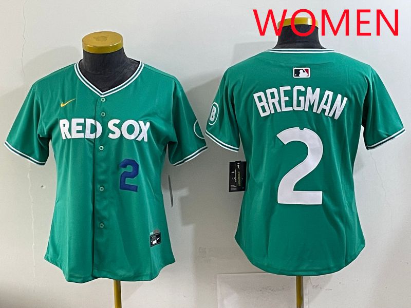 Women 2025 Boston Red Sox #2 Bregman Dark Green Joint Name Nike MLB Jersey style 2->women mlb jersey->Women Jersey